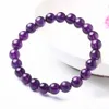 Gros-Ronde Forme Véritable Naturel Violet Améthyste Cristal Rond Pierres Précieuses Perles Bracelet pour Homme Femme Bracelet Extensible