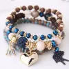 6 Farben Bohemian-Armband, mehrschichtige Stretch-Armreifen, stapelbare Armbänder, Set mit Charm-Perlen, Kristall-Strand-Armreif für Frauen und Mädchen, Schmuck