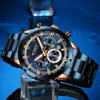 Curren New Fashion Mens Watches avec en acier inoxydable Top Brand Luxury Sports Chronograph Quartz Watch Men Relogio Masculino