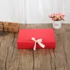 24*19.5*7cm Gift Wrap Paper Box with Ribbon Large Capacity Kraft Cardboar Clothing Packaging White/Black/Brown/Red