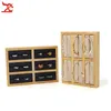 Solid Wood Ring Display Stand Ring Holder with Microfiber Insert Beige& Dark Grey Jewelry Tray Ring Organizer