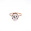 Sparkling Teardrop Halo Ring Rose gold plated Engagement jewelry for Women Original box set for pandora 925 sterling silver Rings