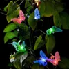 12 LED Solar Powered Butterfly Dragonfly Light Fiber Optic Garden Outdoor String