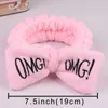 Ny OMG Letter Coral Fleece Wash Face Bow Hairbands For Women Girls Headbands Headwear Hairbands Turban Baby Hair Accessories