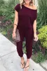 Nouvelle Solide Casual Sexy Sexy Of Epaule Sleeve Jumpsuits 2019 Nouvelle Arrivée Femmes Été Mode Slim Élégant Long Rompers Femelle