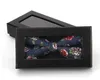 Caixa de gravata masculina para presente padrão de crocodilo preto 14,2 * 7,6 * 3 cm transparente janela gravatas caixas de exibição acessórios de festa SN2056