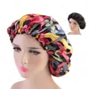 Extra stora satinkantade bonnets afrikanska mönstertryck tyg Ankara Bonnets Kvinnor Sömn Cap 2019 Vinter Ny modehuvudomslag