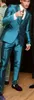 ANNIEBRITNEY Fashion Royal Blue Satin Men Suit Set Prom Dinner Party Wedding Tuxedo Slim Groom Suits Custom Shiny Blazer Pants