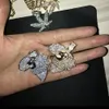 Neue Hip Hop Schmuck Nordamerika Anhänger Halskette Gold Farbe Bling Kubikzircon Männer North American Lions Halskette mit Seil kette als Geschenk