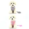 Filhote de cachorro animal de estimação do gato do cão Set Leash Harness ajustável com Patten bonito Pet Cotton Vest para Small Medium Cães Chihuahua Yorkie Teddy