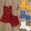 Kids Designer Roupas Meninas Ternos de Verão Mosca Vestidos de Luva Calções Moda Ruffle Tops Gaze Calças Candy Sólido Bloomers Briefs Briefs B5421