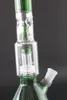 13 polegadas de bongues de vidro verde Bongohs 2 players em linha Perc Oil DAP Rig Bubbler com 14 tigela para acessórios para fumantes