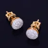 Ny 8mm Round Stud Earring för män Kvinnor Charm Ice Out CZ Stone Rock Street tre färger