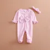 طفلة طفل حديثي الولادة ملابس الفتيات الدانتيل تنحني القدمين رومبز ملابس الرضيع بذلة الأميرة بيبي كيرز رومبز
