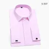 Camisas de vestir con puños franceses para hombres Camisa de manga larga para trabajo social de negocios sin hierro Formal para hombres Camisa blanca sólida con gemelos