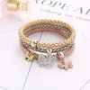 3pcs/set Elastic Crystal Bracelets Butterfly Tree of Life Stretch Bangle Cuff Sets Jewelry Drop Ship Multilayer Bracelets for Women