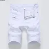 2018 novo jeans casual masculino com zíper elástico fino branco buraco preto calça masculina shorts play1