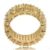 Hip Hop jóias anéis Moda Masculina grau de qualidade Bling Zircon Anéis Cluster de ouro 18K amarelo Anel CZ para as Mulheres Homens