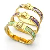 New arrival top brand Punk Men and Women Stainless Steel band bangle with green and purple and white color design6512349