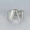 Silver Color Metal 26 Letter Open Hollow Finger Rings 2019 Vintage Adjustable Stacking Wide Chunky AZ Ring Women Jewelry13436517115566