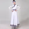 Długa Mongolia Tibetan Styl Sukienka Dla Kobiet Karnawał Fancy Dance Costume Folk Dance Stage Nosić Mongolian White Princess Dres