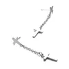 10Pair/lot Fashion newest charm titanium steel cross earrings chain long ear pin eardrop jewelry gift