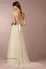 2019 neuer billiger Sommer Boho Beach Vintage Hochzeitskleid Aline Sheer Vneck Long Back Less Bridal Gown Plus Size Custom Made Vestido5499776