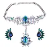 Créateur de mode luxe exagéré très scintillant beau strass diamant cristal fleur boucle d'oreille tour de cou déclaration collier pour femme