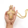 Bütün hop 120cm uzunluğunda kolye inci kristal çapraz kolye altın rengi Ortodoks pektodoks emaye piskopos kuşak BISH55585049 için