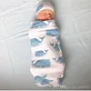 Ins Infant Baby Swaddle Cartoon Sleeping Bags Baby Boys Girls Muslin Blanket + Hat 2pcs Set Newborn Baby Soft Cotton Cocoon Sleep Sack A535