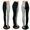 Calças de corredor empilhadas Mulheres calças de cintura de cintura alta empilhadas calças de leggings com parte inferior da fenda Rouched Sortlant Women PLUS TAMANHO T200422