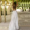 New Wedding Dress Spaghetti Strap A Line Lace Sexy V Neck Backless Beach Chiffon Wedding Gown Bride Dress With Wrap vestidos de novia