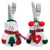 Christmas Snowman Snow Papai Noel Claus Tableware de tabela P￡feos de toutware Definir bolsas de faca e garfo Decora￧￣o de mesa de jantar de festa de festa