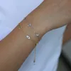 Pulsera de cadena de eslabones con dije encantador y lindo de plata de ley 925 entera para mujer, estrella de la luna del arco iris, ojo de la suerte, pulseras con encanto mínimo y delicado, 293g