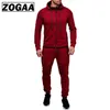 Zogga 패션 자켓 + 바지 운동복 남자 Tracksuit 까마귀 봄 가을 남자 브랜드 의류 후드 망 궤도 정장 세트 1