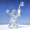 Bongs en verre coloré recycleur Dab Rig épais bécher Bong fumer narguilé 14mm Joint avec Banger verre Bong pas cher verre eau Bongs