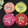 Embroidered Peony Flower Pocket Compact Mirrors Wedding Party Favors Pretty Double sided Small Ladies Makeup Mirror Portable Folding Mirror