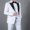 Handsome One Button Groomsmen Peak Lapel Groom Tuxedos Men Suits Wedding/Prom/Dinner Best Man Blazer(Jacket+Pants+Tie+Vest) 895