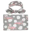 Newborn Baby Swaddling Blankets with Bunny Ear Headbands Baby Floral Swaddle Wrap Blanket Hairband Set Cotton wrap cloth