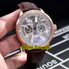 Yeni Maurice Lacroix Masterpiece MP7128-SS001-000 İskelet Siyah Kuvars Chronograph Mens Watch Çelik Kasa Deri Saatler Pure_time Dial