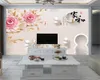 3d Wallpaper Living Room Noble Pink Peony Pearl Swan Lake Custom Beautiful Romantic Interior Decoration Wallpaper