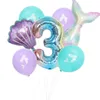 7 Sztuk / partia Mermaid Birthday Party Number Balloon Decor Decor 0-9 Aluminiowa Folia Birthday Party Balloon Dostawy