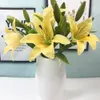 Decorative Flowers & Wreaths 5PC Silicone Artificial Flower 3 Heads Lily Bud With Long Rod Bouquet For Wedding Home Party El Decorative1