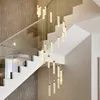 Led Kristal Avizeler Spiral Modern Oturma Odası Lambalar Merdiven Aydınlatma Uzun Kristaller Avize Ev Dekoru Işıkları Parlaklık Salon