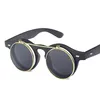 vintage uomo donna nero occhiali da sole economici occhiali rotondi in plastica stile steampunk flip up occhiali da sole punk Gafas de sol