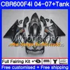 Body Repsol Black Hot för Honda CBR 600F4I CBR600 FS CBR600F4I 04 05 06 07 281HM.2 CBR 600 F4I CBR600 F4I 2004 2005 2006 2007 FEASIONS KIT