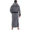 Mäns Vinter Plush Längda Sjal Badrock Hemkläder Långärmad Robe Coat Men Robe Fur # 4