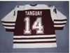 Custom Men Youth women Vintage AHL Hershey Bears 100% Embroidery # 14 Alex Tangu Hockey Jersey Size S-5XL or custom any name or number