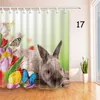 Cortina de baño de Pascua 180*180cm cortina de ducha impermeable de poliéster de Pascua 3D huevo de conejo impreso feliz cortina de baño de Pascua