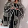 민족 의류 Abaya 두바이 이슬람 복장 고급 장식 조각 자수 레이스 라마단 Kaftan 이슬람 기모노 여성 터키어 Eid Mubarak